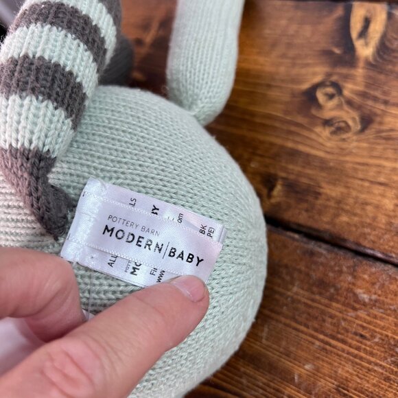 Pottery Barn Modern Baby Knit Raccoon Stuffed Animal Plush Toy 15” Tall - Picture 5 of 11